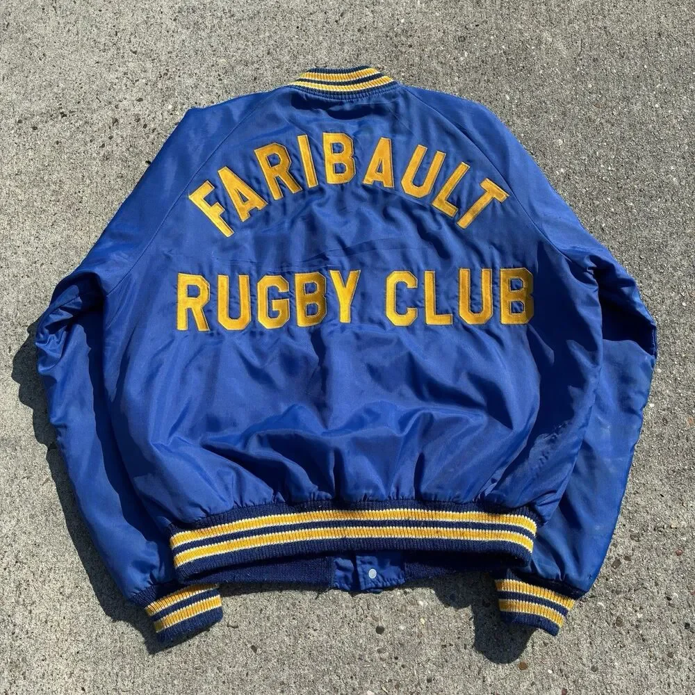 Vintage 1960s Butwin Faribault Boksprings Rugby Club Bomber Varsity Jacket Large